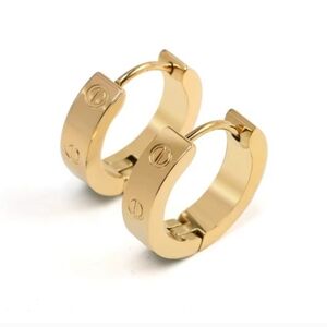 12mm Love Huggie Earrings,18k Gold Plated Finish